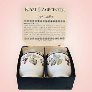 Royal Worcester Porcelain Egg Coddler Peach Berries Vintage Original Packaging